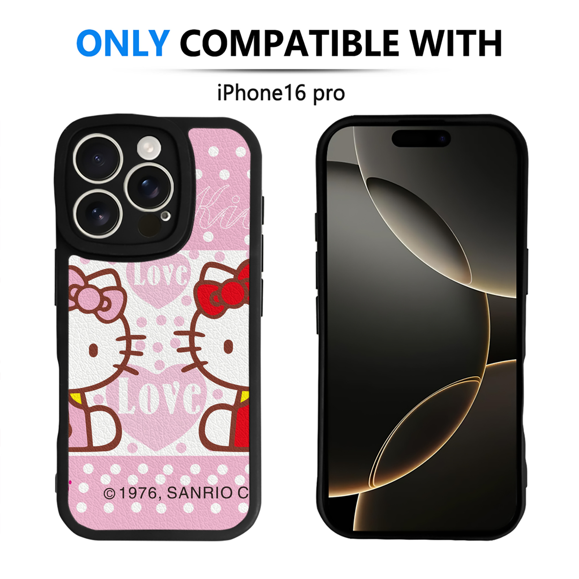 （画像用） Hello Kitty ハローキティ 【iPhone 16シリーズ対応】シリコンスマホケース（レザー調） 材質：シリコン